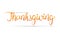 Happy Thanksgiving hand written calligraphic text. Script orange stroke isolated on white background