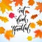 Happy Thanksgiving holiday autumn fall vector calligraphy maple leaf greeting card