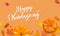 Happy Thanksgiving holiday autumn fall vector pumpkin harvest maple leaf greeting card