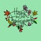 Happy Thanksgiving holiday hand lettering with floral decoration