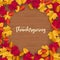 Happy Thanksgiving illustration with scattered autumn leaves