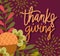 Happy thanksgiving, lettering acorn flower autumn leaves