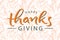 Happy Thanksgiving - lettering on the background of leaf prints.  Vector illustration