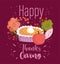 Happy thanksgiving lettering cake apple flowers decoration card