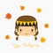 Happy Thanksgiving Native American Girl Card Vector