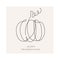 Happy Thanksgiving neutral greeting card with one line art pumpkin icon vector illustration