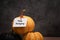 Happy Thanksgiving with pumpkins on dark background