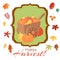 Happy thanksgiving pumpkins vector illustration of fall autumn harvest. Thanksgiving hand barrow full of orange pumpkins