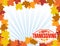 Happy thanksgiving stamp leaves border and rays