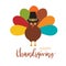 Happy Thanksgiving with turkey, card