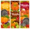 Happy Thanksgiving vector banners with harvest