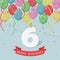 Happy third Birthday anniversary greeting card with number Six