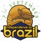 Happy Three-Banded Armadillo Ready for Brazil Independence Day Celebration, Vector Illustration