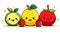 Happy three fruits smiling cartoon