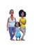Happy three generations african american family celebrating women international 8 march day concept female characters