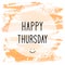 Happy Thursday text on orange watercolor background