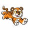 Happy tiger run cartoon