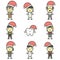 Happy tooth, dentist, boy, girl, children and senior wearing santa claus hat for Merry Christmas and Happy New Year