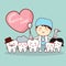 Happy tooth family with dentist