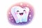 Happy tooth illustration. Cartoon dental character. Cute dentist mascot. Oral health and dental inspection teeth