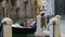 Happy tourists enjoying gondola ride around Venice sights, traditional transport