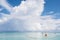 Happy tourists kayaking in the transparent water of Caribbean, Varadero, Cuba