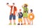 Happy traveling tourist family. Vector illustration