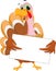 Happy turkey cartoon with blank sign