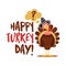 Happy turkey day - Thanksgiving Day calligraphic poster. Autumn color poster.