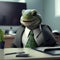 Happy Turtle Businessman In The Office. Generative AI