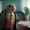 Happy Turtle Businessman In The Office. Generative AI