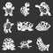 Happy turtle icons set grey vector