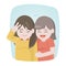 Happy two girls friends laughing and hug together. Young women enjoying, Vector illustration.