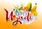 Happy Ugadi. Template greeting card traditional festive Indian food