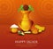 Happy Ugadi theme with fresh produce and mandalas
