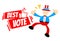 happy uncle sam america and best vote politic sign board cartoon doodle flat design vector illustration