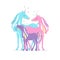 Happy unicorn family. Cute hand drown illustration with unicorns