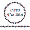 Happy USA Independence Day 4 th July Lettering in a Circle Frame of Stars. Endless Star Ribbon or Brush. Greeting card and poster