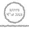 Happy USA Independence Day 4 th July Lettering in a Circle Frame of Stars. Endless Star Ribbon or Brush. Greeting card and poster