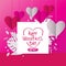 Happy valentine day, 14 february, lovely pink heart, sale, clearance poster, flat vector illustration. Text, font banner