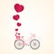 Happy valentine day. beautiful pink bike and heart. greeting vector