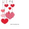 Happy Valentine Day card with hanging love hearts