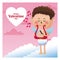 Happy valentine day cupid sing music harp note music