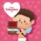 Happy valentine day cupid wooden chest pink heart bakcground