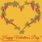 Happy Valentine day. A floral heart with leaf and grape. Decorative ornamental for printing on t-shirts or greeting card