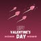 Happy valentine day greeting card with heart headed sperm. Holiday web banner. Love symbol ironic postcard template background. V