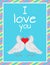 Happy Valentine Day Poster Doves Holding Red Heart