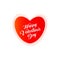 Happy Valentine Day vector postcard, love symbol, red heart with text on white background.