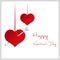 Happy valentine with hanging red hearts with arrow eps10