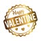 Happy Valentine rubber stamp gold on a white background.